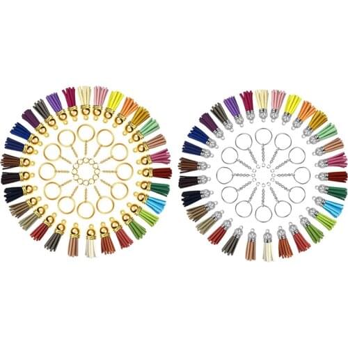 180Pcs Key Chain Ring with Chain and Tassel Pendants Bulk for Keychain Crafts Earrings Bracelets Jewelry Making