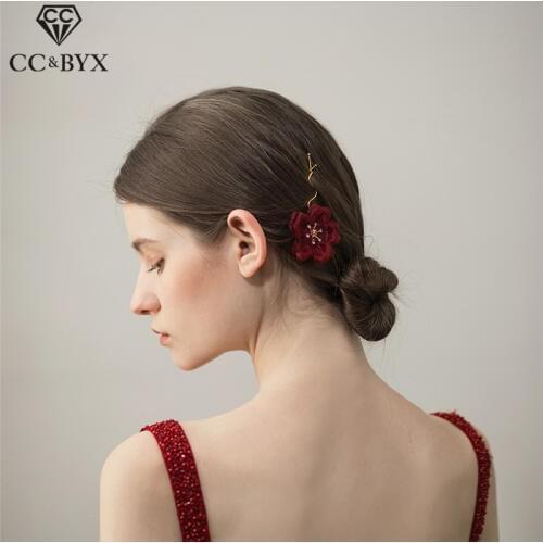 CC Wedding Jewelry Hair Stick Hairgrips Engagement Accessories For Party Beach Yarn Rose Shape 100% Handamde DIY Special O390