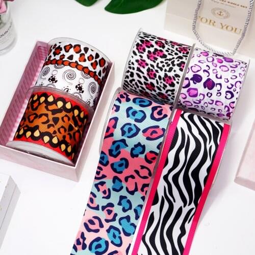 DIY Cartoon Leopard Printed Grosgrain Ribbon For Craft Supplies Sewing Accessories 5 Yards. 6206