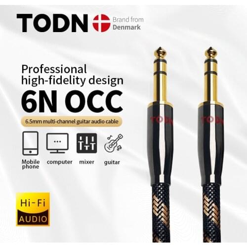 TODN HiFi cable audio AUX jack cable 6N OCC 6.5mm Multichannel plug to 6.5mm Multichannel plug