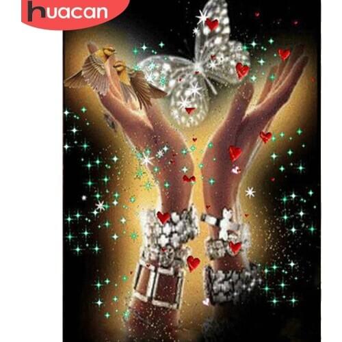 HUACAN Diamond Paiting 5d Butterfly Full Square Drill Diamond Embroidery Cross Stitch Animal Mosaic Craft Home DIY Decor