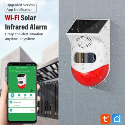 Tuya WiFi PIR Infrared Detector Security Burglar Wireless Alarm Sensor Wifi Alarm System Solar Siren Outdoor Smart Home 433MHz