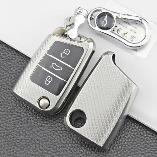 New Carbon Fiber TPU Car Key Remote Case Cover For Volkswagen VW Golf 7 mk7 Seat Ibiza Leon FR 2 Altea Aztec For Skoda Octavia