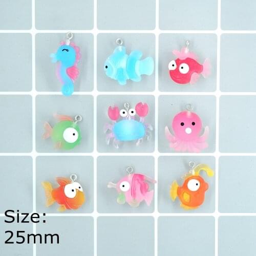 Kawaii Seahorse Fish crab Charms Pendants for DIY decoration bracelets necklace earring key chain Jewelry Making