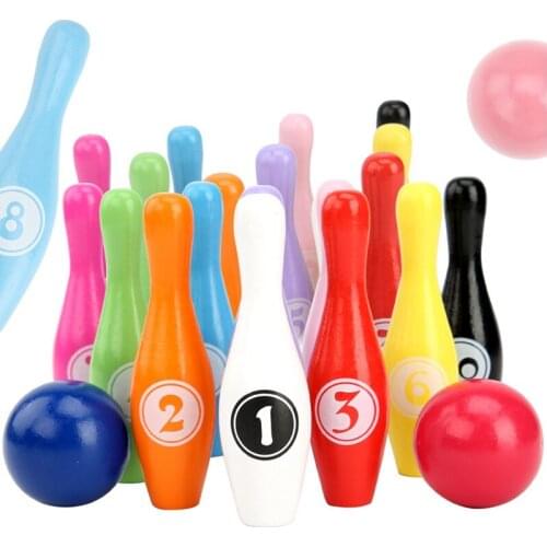 Mini Cartoon Digit Wooden Bowling Toys Children Educational Parent-Child Interactive Learn Digit Colors With Retail Box for Kids