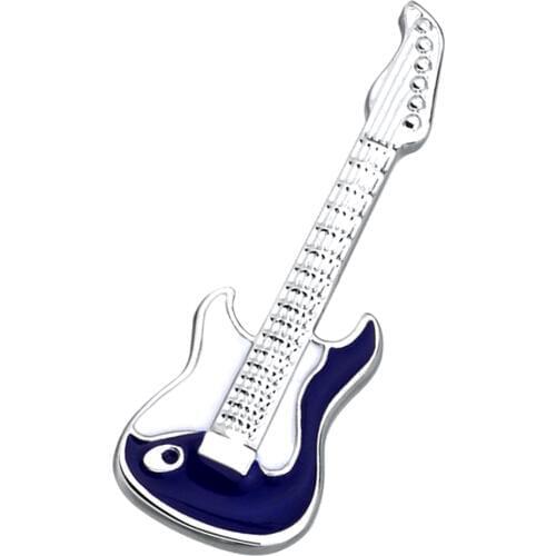 Fashion Brass Guitar Brooch Pins Musical Instruments Brooch Women Men Shirt Clothing Decor Accessories