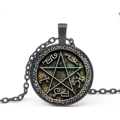 Fashion new necklace supernatural devil trap pendant jewelry glass necklace retro female decorations prefer commemorative gifts