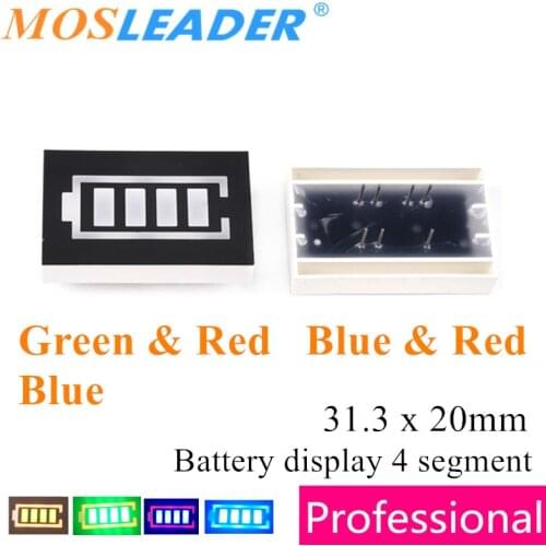 Mosleader 100pcs Battery display 4 segment 31.3x20mm Anode 4 segments DIP7 Red Green Blue 7P Battery capacity Indicator display