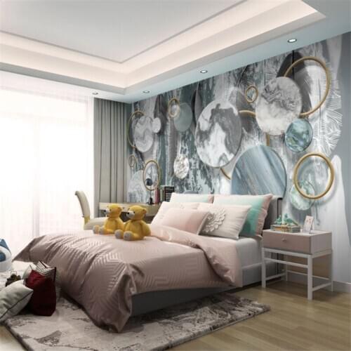 Custom Mural Wallpaper Modern Minimalist Ink Stone Pattern Solid Geometric 3D TV Background Wall Painting