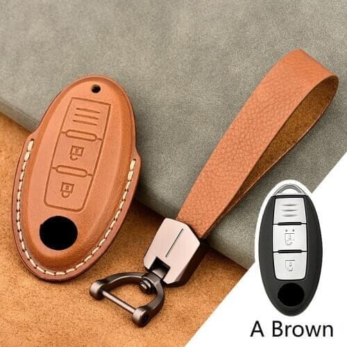 Genuine Leather Car key Set Cover Fob 3/4 Buttons Shell Case For Nissan Versa Maxima Murano Altima Armada For Infiniti FX35