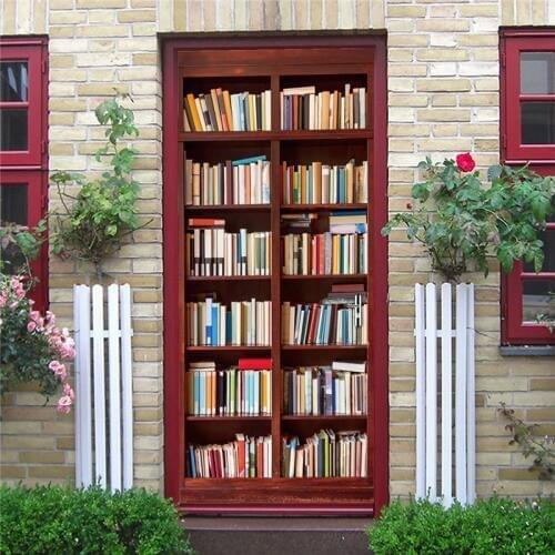 2019 New Stickers On The Doors Bookshelf Library Gate Decoration Wall Posters Vinyl Waterproof DIY Self-adhesive Removable Decal