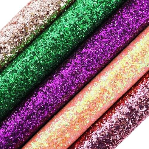 30x134cm Roll Chunky Glitter Fabric Rose Gold Purple Matching Backing For DIY Hair Bow Earring Decorations Crafts AY023