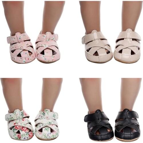 0-24M 2021 Baby Girl Kid Flat Solid Color/Cartoon Printing Hard Sole Hollow Shoes Outdoor Slippers Childrens Sandals Toddlers