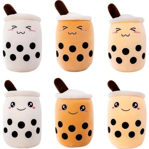 20*10cm Plush Pillow Milk Tea Cup Pillow Plush Toy Soft Cartoon Expression Children Plush Pillow Cute Cartoon Milk Tea Cushion