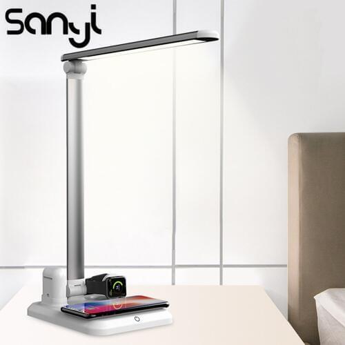 Sanyi LED Qi Wireless Charger Reading Desk 4 In 1 Table Lamp Dimmer For Smartphone Two Colors Can Choose Creative Desk Lamp