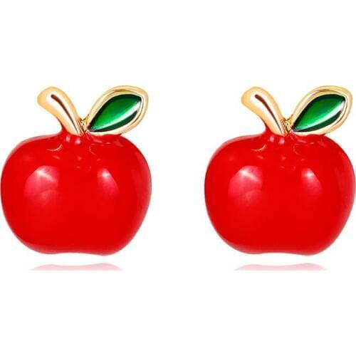 Women Simple Fashion Alloy Red Apple Earrings Girls Cute Christmas Eve Creative Earrings Stud Earrings Sweet Birthday Gifts