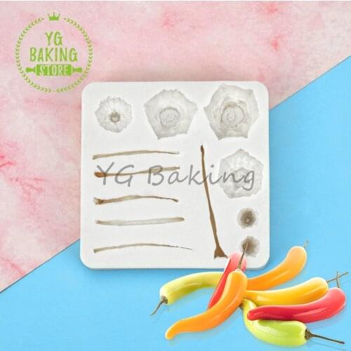 Dorica Chili & Flower Silicone Cake Mold Pepper Chocolate Mousse Soap Mould Fondant Cake Decorating Tool Kitchen Accessories