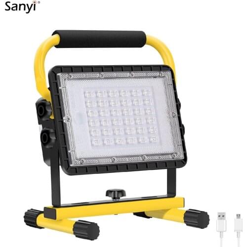 USB Rechargeable Spotlight Blue Red LED Searchlight Work Light Outdoor Emergency Lighting Hand Work Flashlight for Car Repairing