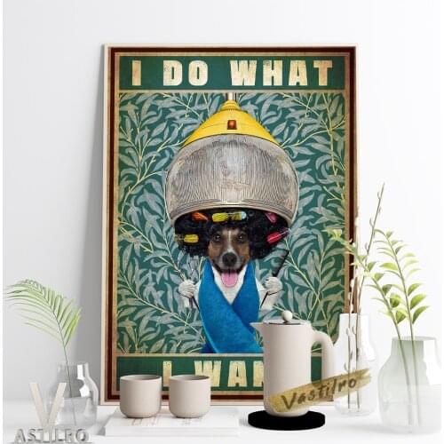 Humor Spoof Animal Hairdressing Poster Pet Grooming Shop Art Print Wall Picture Funny Minimalist Home Decor Dog Lovers Gift Idea