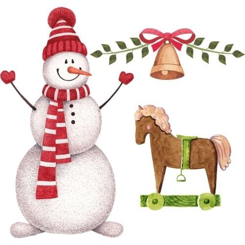 Three Ratels QC472 Christmas wall stickers Funny snowman wall stickers for kids Christmas Room decoration