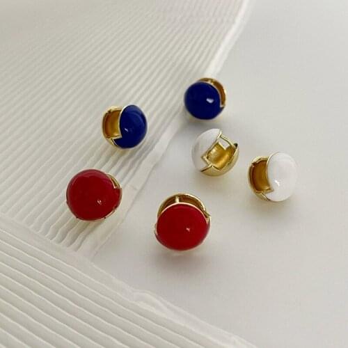 U-Magical Temperament Simple Circle Beans Red Blue White Stud Earrings for Women Multi Designs Enamel Metal Earrings Jewelry