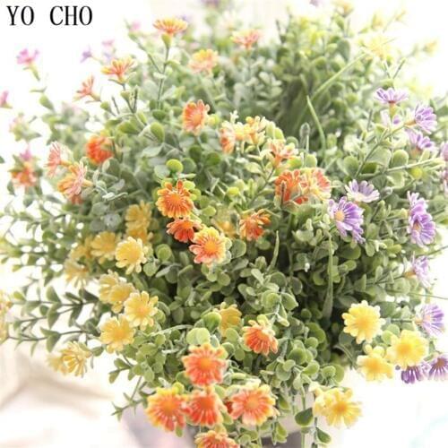 YO CHO High Quality Artificielles Chrysanthemum Bouquet Wedding Decoration DIY Home Wreath Gift Scrapbooking Craft Fake Flower