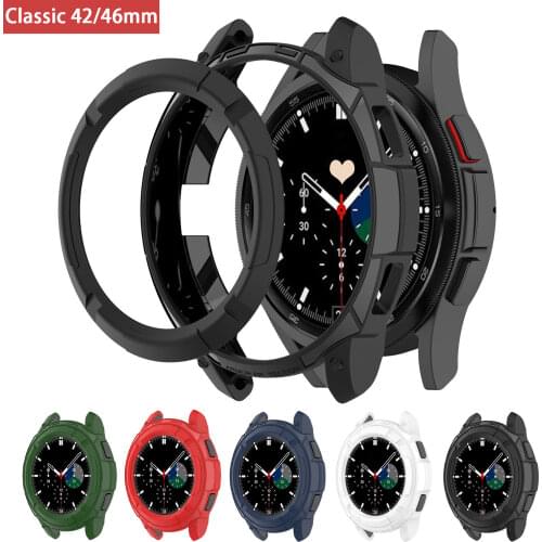Protective Case for Samsung Galaxy Watch 4 Classic 42mm TPU Cover for Samsung Galaxy Watch 4 Classic 46mm Hollow Watch Shell
