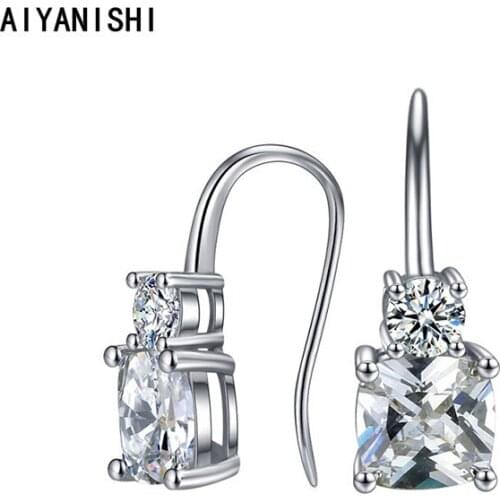 AIYANISHI 925 Sterling Silver Dangle Hook Earrings Woman Fashion Jewelry Wedding Engagement Silver Chandelier Drop Earrings Gift