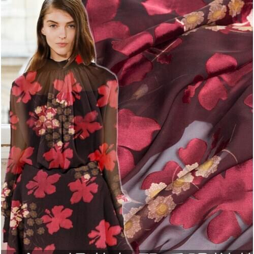 140cm wine red silk fabric burbout silk fabric material mesh micro-transparent dress tulle fabric wholesale silk cloth