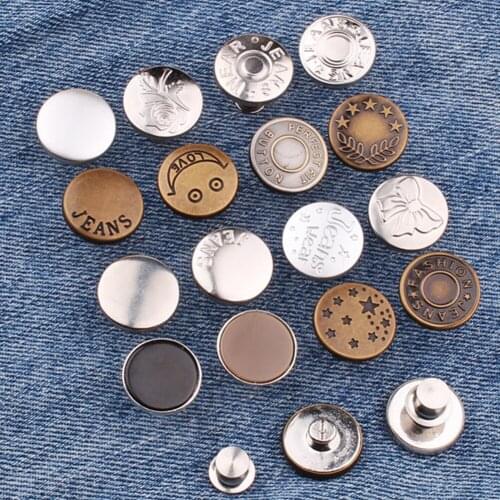 5PCs Snap Fastener Metal Buttons For Clothing Jeans Perfect Fit Detachable Adjust Reduce Waist Free Nail Twist Sewing Button New