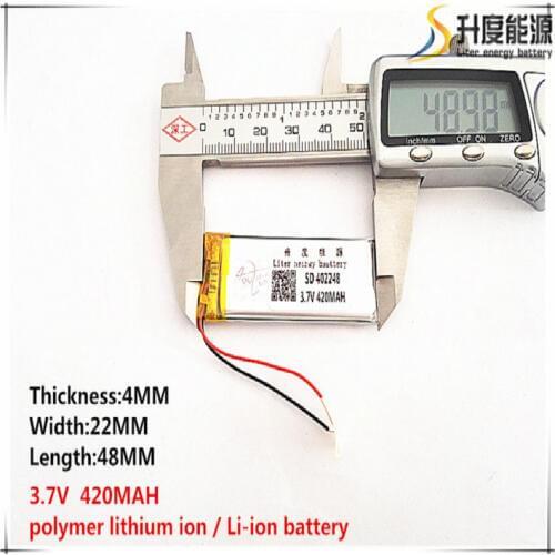 5pcs [SD] 3.7V,420mAH,[402248] Polymer lithium ion / Li-ion battery for TOY,POWER BANK,GPS,mp3,mp4,cell phone,speaker
