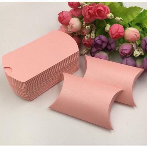 50pcs sweet lovely Decoration Paper Candy box Rustic pink Favor Gift Boxes Pillow style DIY Packing strong box