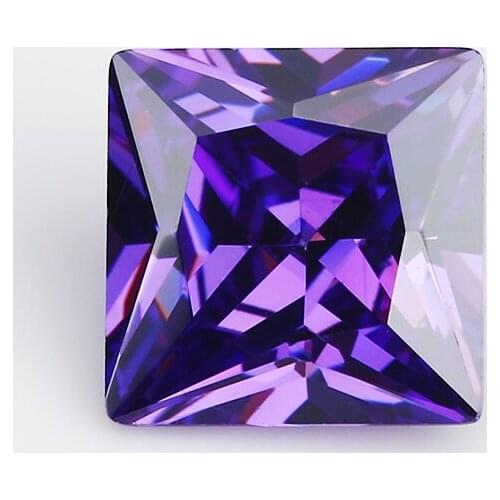 50PCS 2x2~15x15mm Square Shape Violet color AAAAA Loose Cubic Zirconia stone Princess Cut CZ Stone For Jewelry DIY