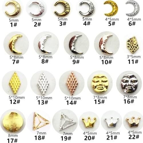 50pcs/pack Korea 3D Kawaii Nail Art Accessories Alloy Moon Crown Nail Parts Charm Alloy Nail Tips Supplies for Professionals