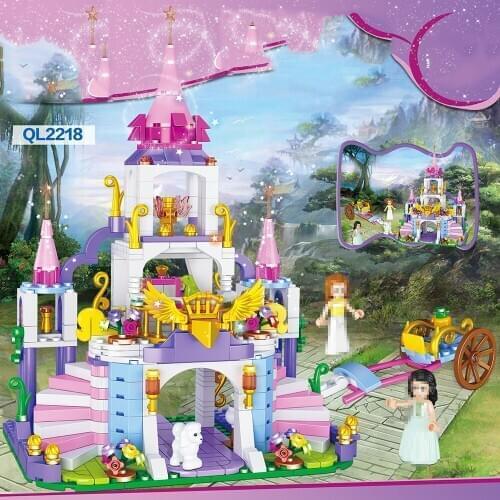 500pcs friends girl royal wagon carriage princess queen magic castle building blocks Bricks Toy for Children Christmas gift
