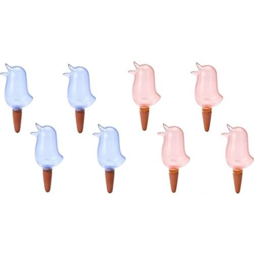 8 Pcs Bird Shape Automatic Self Watering Device Houseplant Pot Plant Waterer Self Watering Globes - Blue & Pink