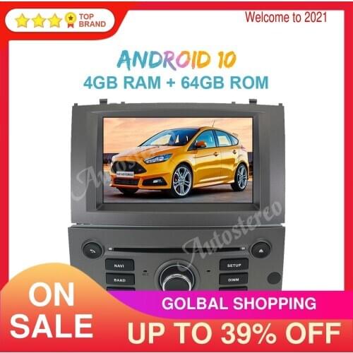 Android 10.0 PX6 Car DVD Player GPS Navigation Radio Stereo For PEUGEOT 407 2004-2012 Head Unit Auto Radio Multimedia Player IPS