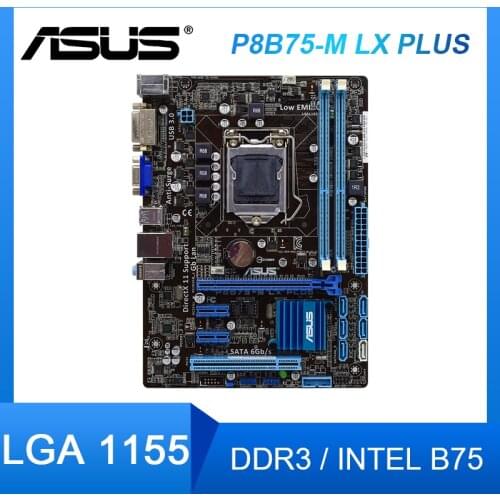 ASUS P8B75-M LX PLUS Desktop motherborad LGA 1155 DDR3 ram Intel B75 Core i3-2120 i5-3550S cpus PCI-E 3.0 Micro ATX motherborad