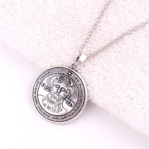 Link Chain Solomon Viking Style Necklace God Sigils Pattern Antique Silver Material Zinc Alloy Dropshipping