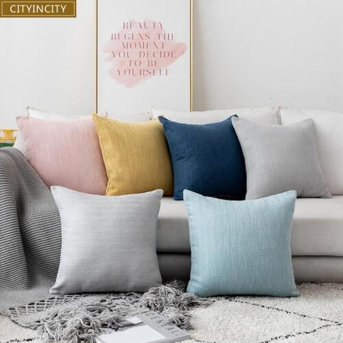 CITYINCITY Solid striped Cushion Cover polyester cotton Pillow Case Pillow cover Home Decor For sofa bed car seat 45x45 50x50