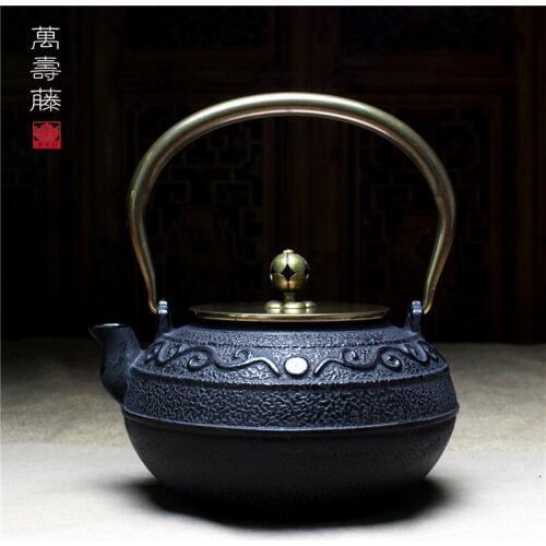 Cast iron teapot, pig iron Kung Fu tea KETTLE, Puer tea, longevity vine, Japanese old iron pot special offer