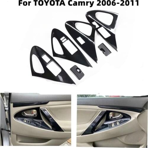 For Toyota Camry 2006- 2011 Car Accessories Carbon Fiber Wooden Color Interior Door Trim Decoration Part Door Handles Stickers