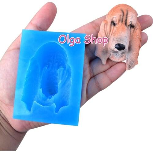 DYL608 60.2mm x 40.2mm Bassethound Dog Head Silicone Mold Fondant Cake Decoration Candy Chocolate Soap Craft Resin Clay Fondant