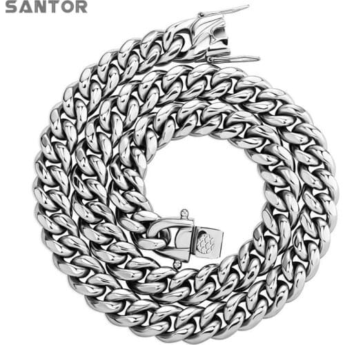 6 10mm Stainless Steel Smooth Cuba Chain Mens And Womens Hip-hop Necklace Accessories