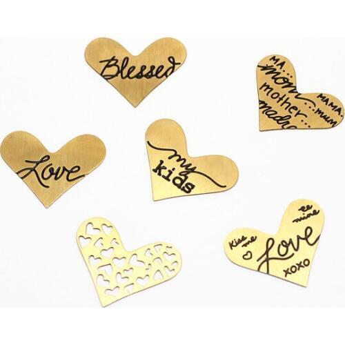 Hot selling stainless steel mix 7 different designs gold heart window plate fit heart glass floating lockets