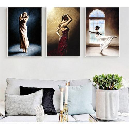 Ballet Dancing Picture Nordic Home Decor Canvas Art Painting Wall Art Print Drawing Posters Decor Painting for Girls Bedroom