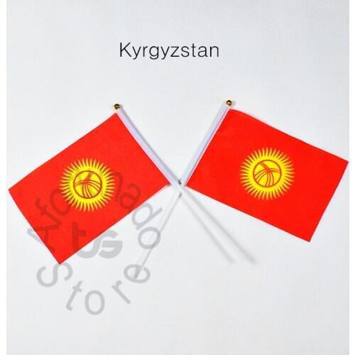 Kyrgyzstan 14*21cm gilgistan flag Banner hand waving National flag Home Decoration flag banner