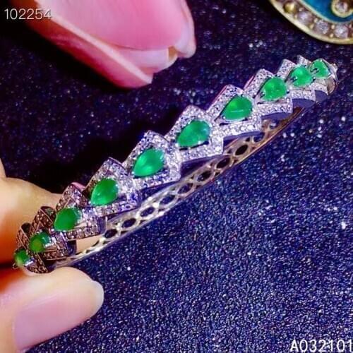 KJJEAXCMY fine jewelry 925 sterling silver inlaid natural emerald new girl classic hand bracelet supports test Chinese style