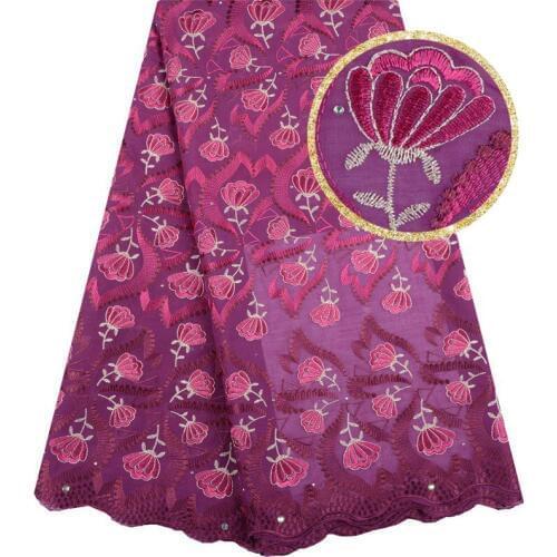 Wholesale New nigerian Lace Fushia Pink With Stones African Lace Fabric Gold Wine Swiss Voile Lace Fabric Free ShippingF1547