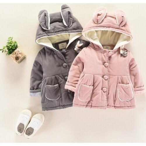Baby Girls Jackets 2018 Autumn Winter Jackets For Girls Jacket Kids Warm Hooded Outerwear Coats Rabbit Ear Coat Children Clothes